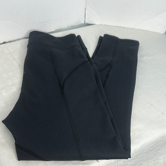 For Love & Lemons Women's Ella Ribbed Black Yoga Leggings Athleisure Yoga M - Picture 2 of 7